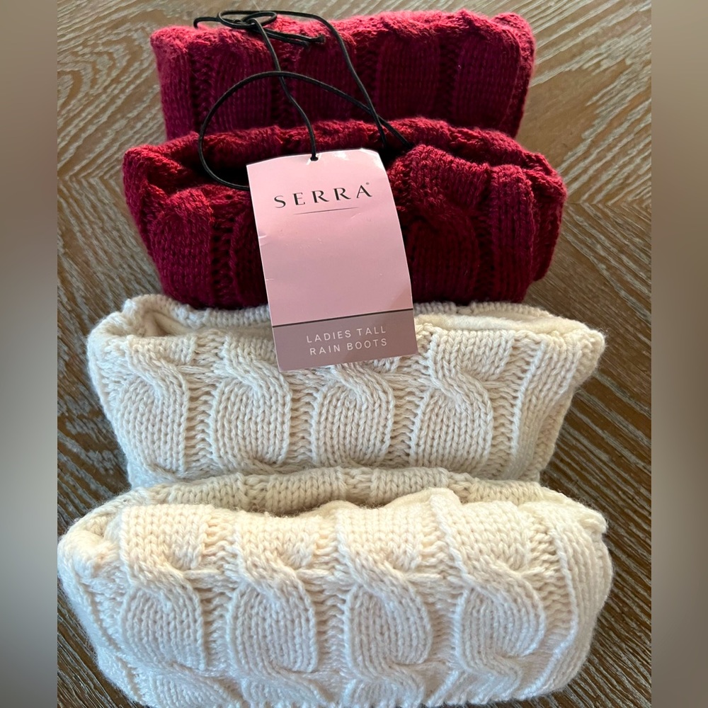 Two Pairs of Tall rain boot socks by Serra